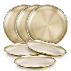 HaWare 6-piece gold stainless steel plates set for kids, smooth edges for gentle meals.