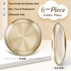 HaWare 8-inch gold plate with smooth edges, ideal for kid-friendly meals.