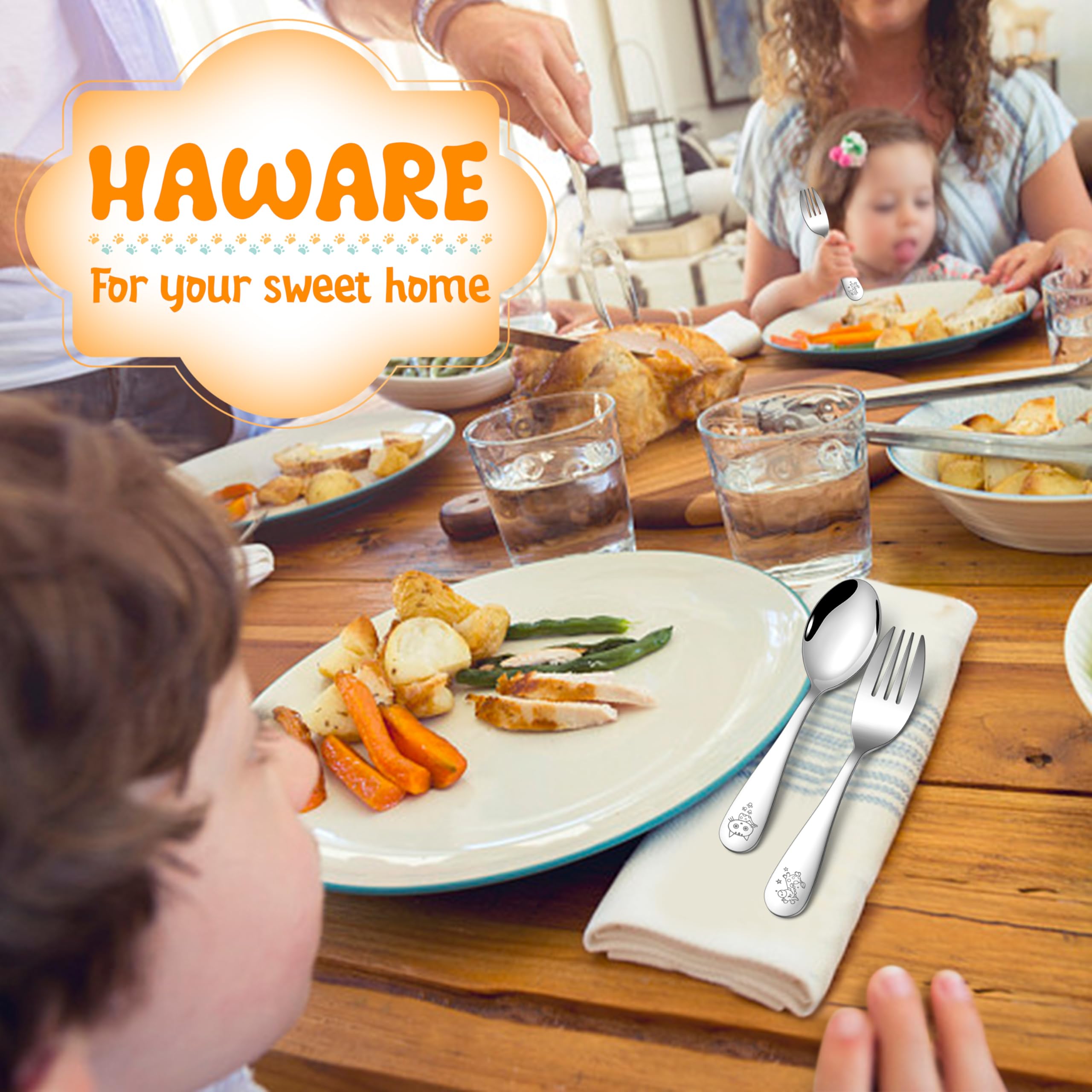 HaWare smooth-edges-kids-utensils protect skin while supporting independent self-feeding.