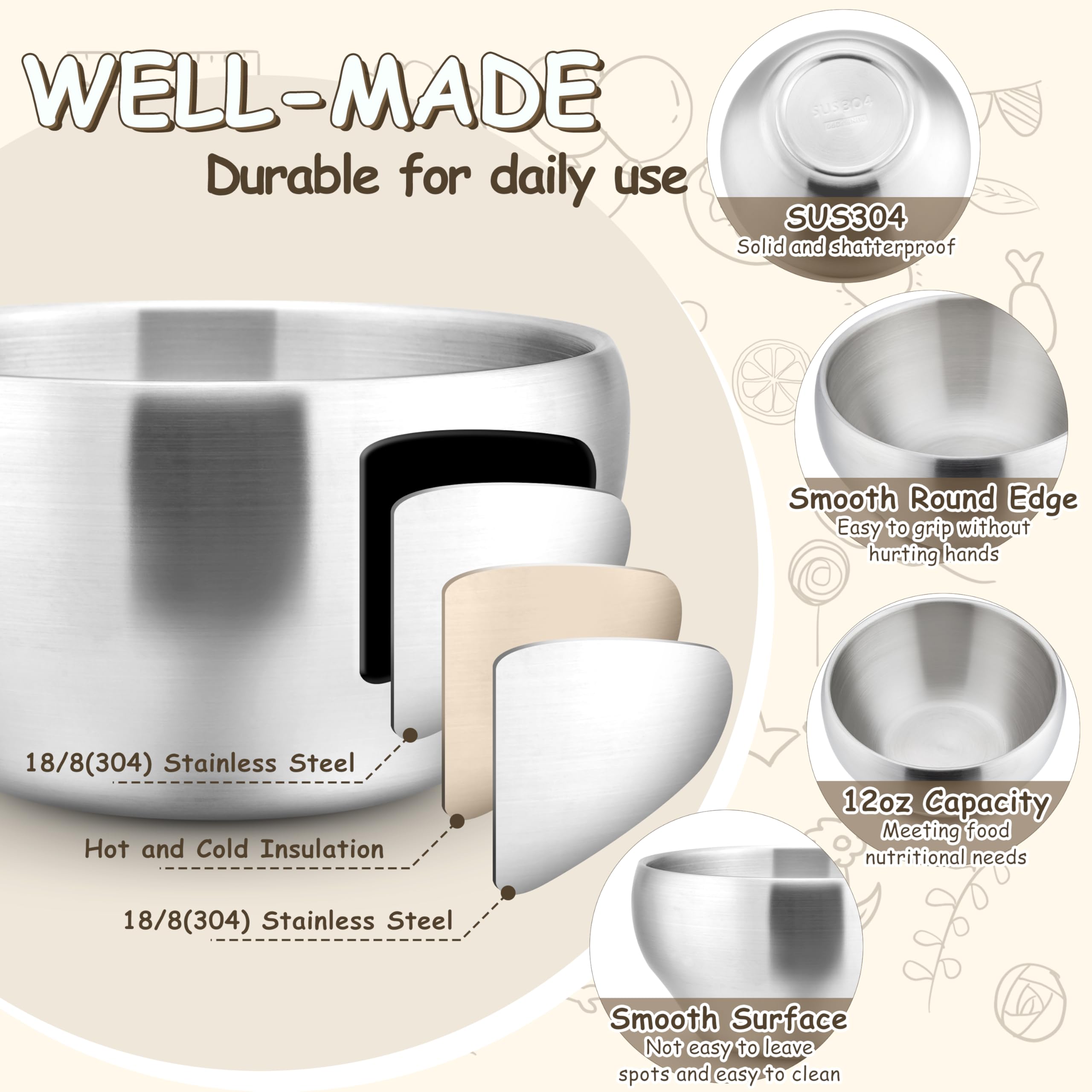 HaWare stainless steel bowls with double insulation prevent heat transfer.