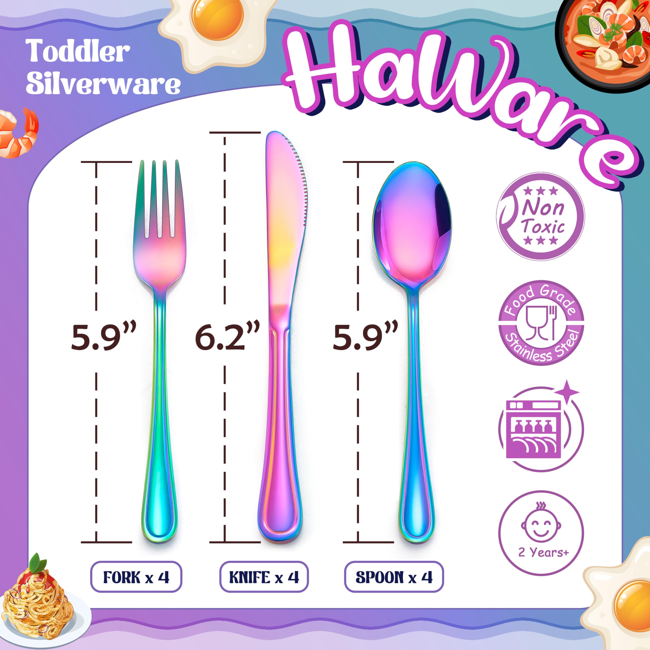 HaWare 12pc forks for kids, safely sized for small hands and self-feeding.