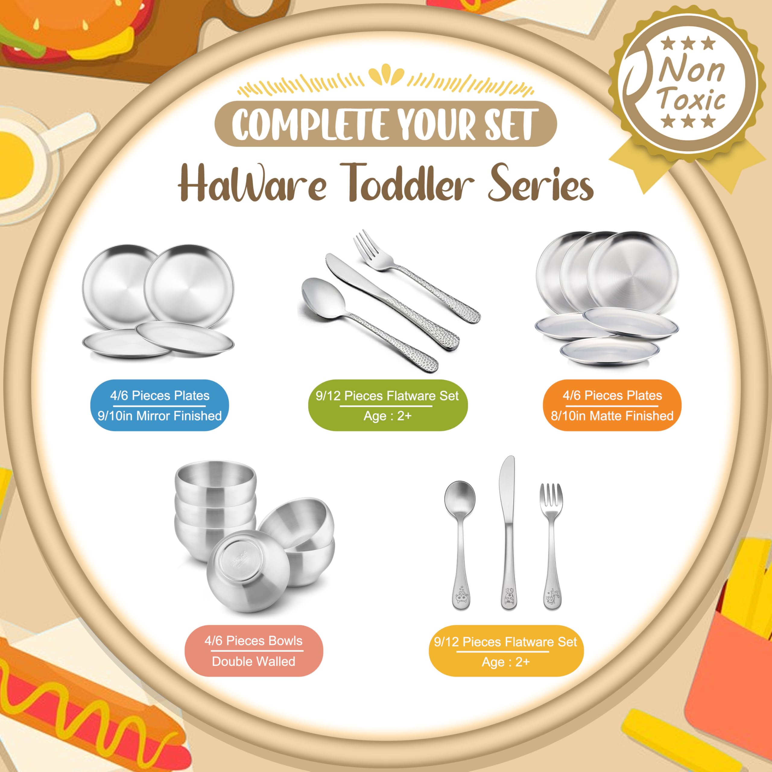 HaWare non-toxic gold plate highlighting durable, long-term family use.