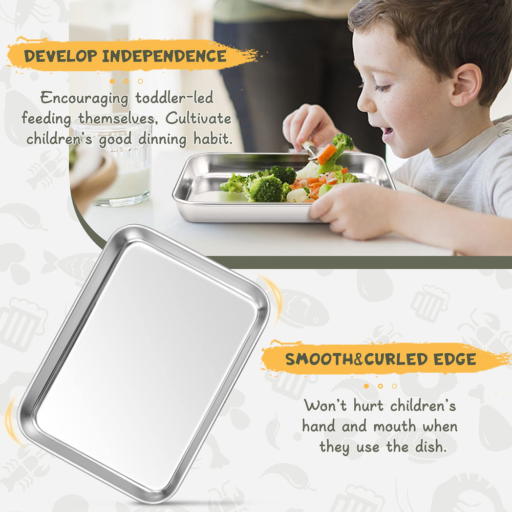 HaWare rectangle plate with smooth edges supports safe self-feeding and portion control.