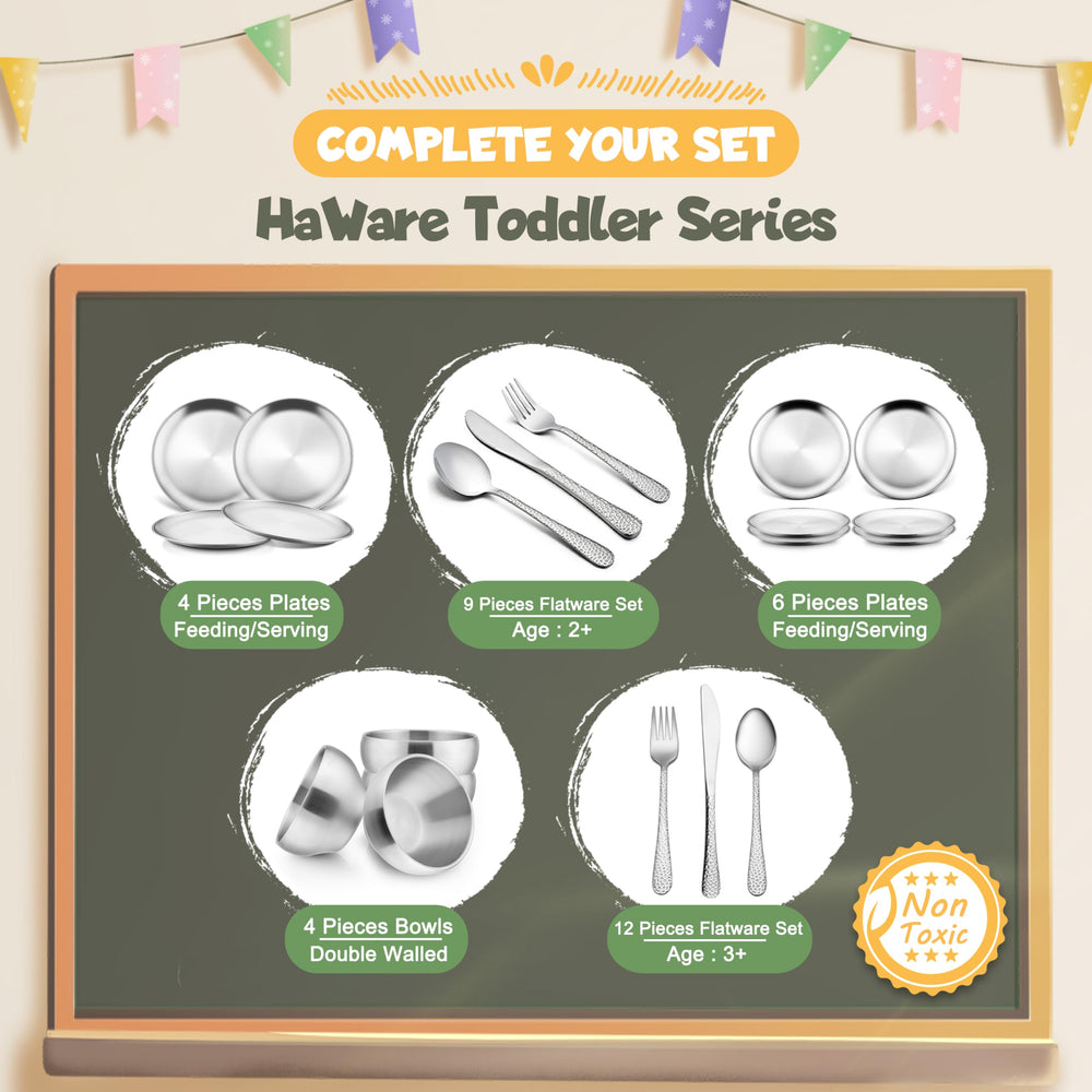HaWare stackable kids plates save cupboard space and store neatly.