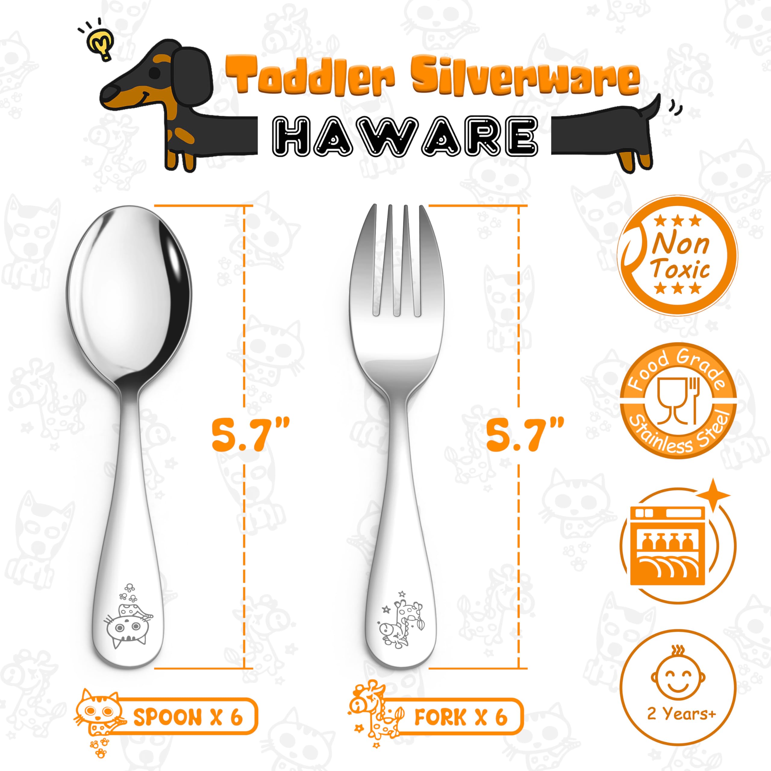 HaWare toddler-spoons feature animal-handle pattern to engage kids during meals.