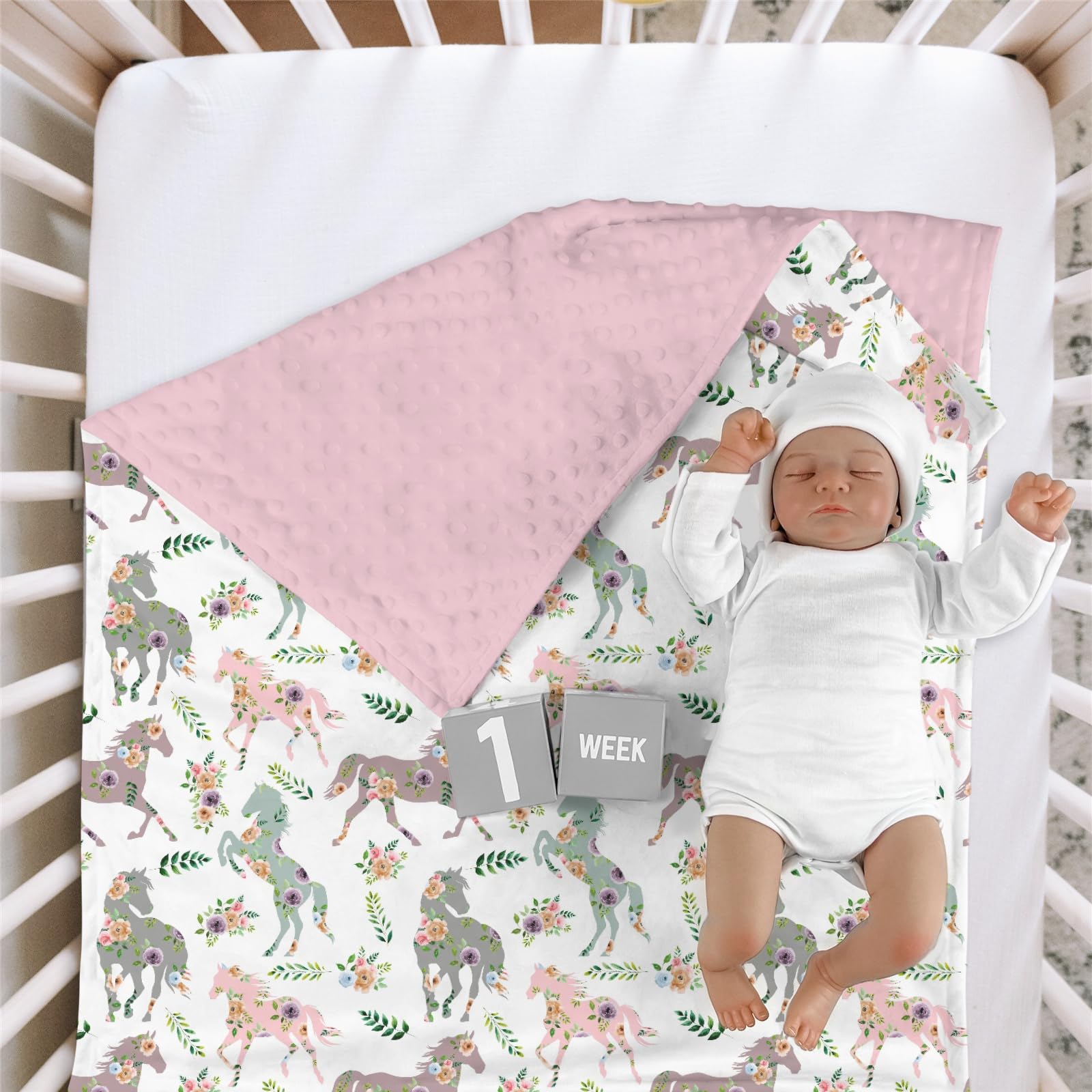 HawSkgFub mink-dotting-back blanket highlights dotted backing for tactile interest.