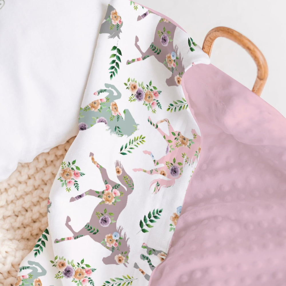 HawSkgFub boho-horse floral blanket with printed pattern, versatile crib décor.