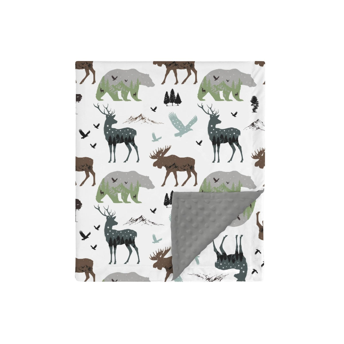 HawSkgFub boho forest animals blanket with mink side, ideal for crib and stroller comfort.