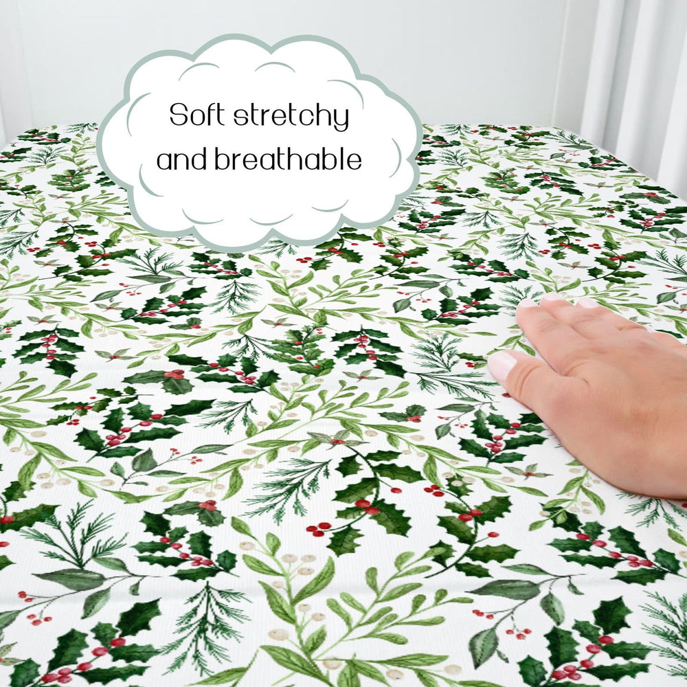 HawSkgFub green leaves design baby fitted sheet promotes safe sleep and breathable comfort