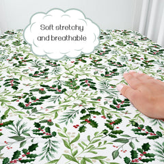 HawSkgFub green leaves design baby fitted sheet promotes safe sleep and breathable comfort