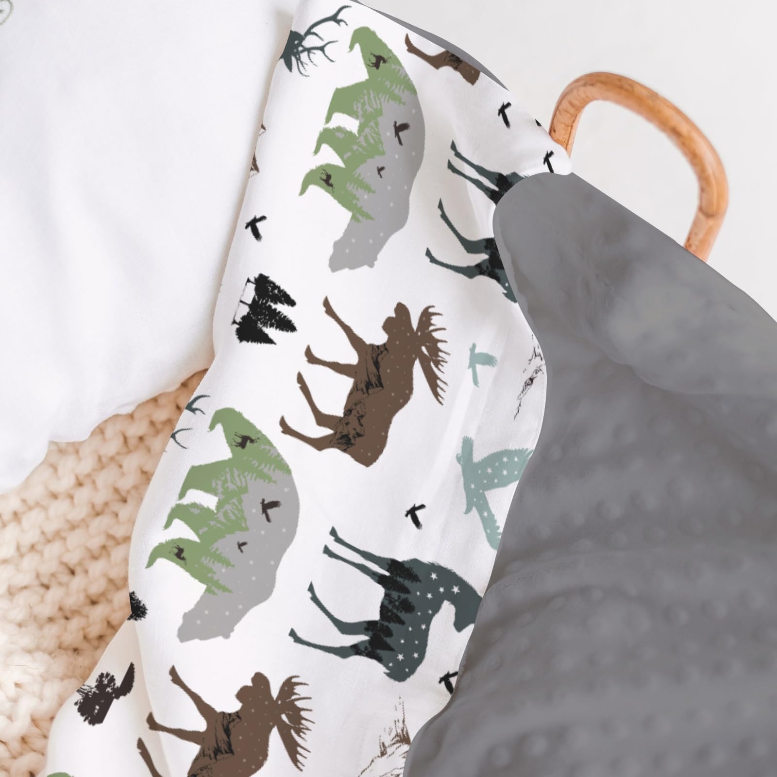 HawSkgFub dotted-back nursery blanket showcases raised polka dots and cozy texture.