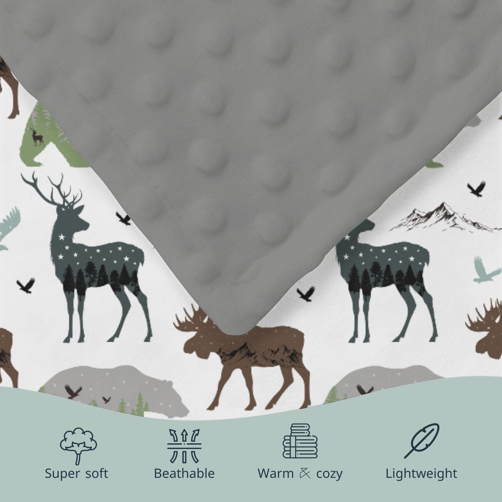 HawSkgFub winter-animals print blanket makes a versatile nursery gift.