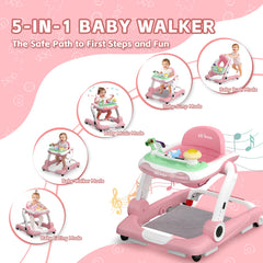 HAWEEK 5-in-1 mode highlights versatile walker, bouncer, rocker, eating table, and push mode.