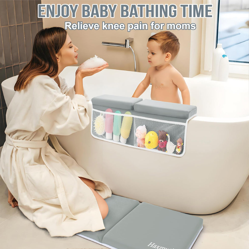 Haxmuti elbow pad mesh pockets keep bath toys within easy reach