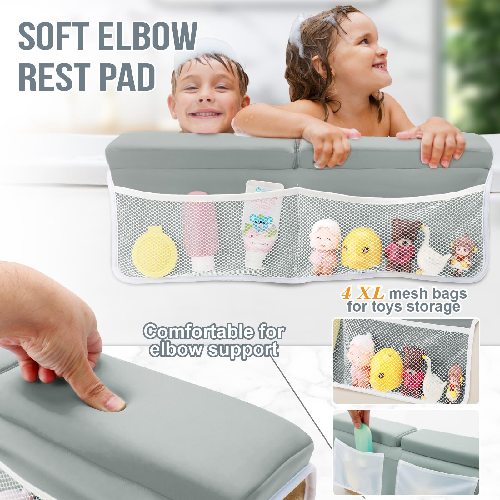 Haxmuti elbow pad with suction cups provides stable support during bath play