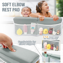 Haxmuti elbow pad with suction cups provides stable support during bath play