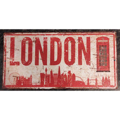 Hayg London City wall sign mounted with prepunched holes for easy installation.