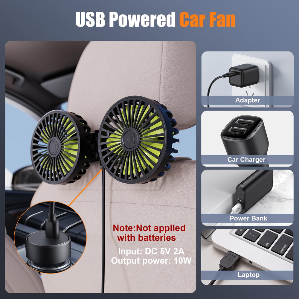 Hayousui 3-speed car fan front view delivering adjustable airflow