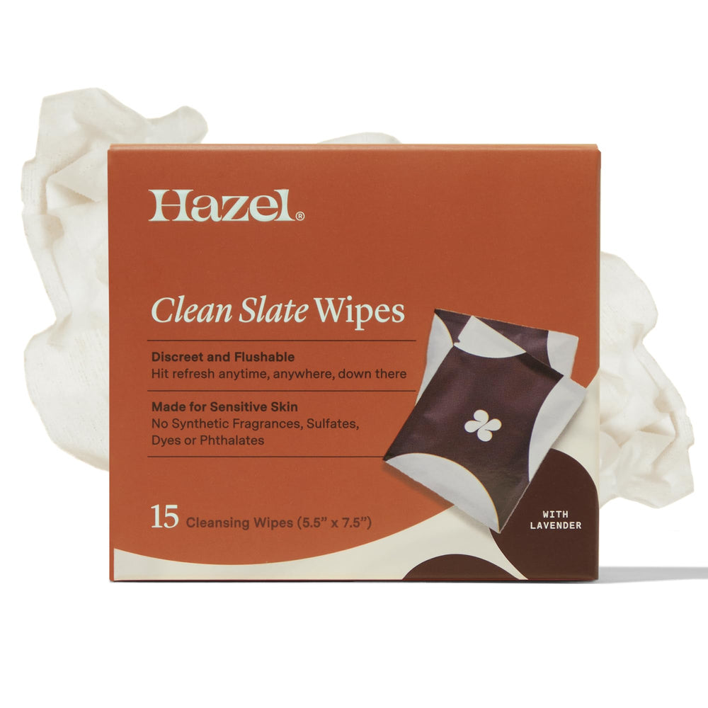Hazel Clean Slate wipes packaging display for convenient refresh.