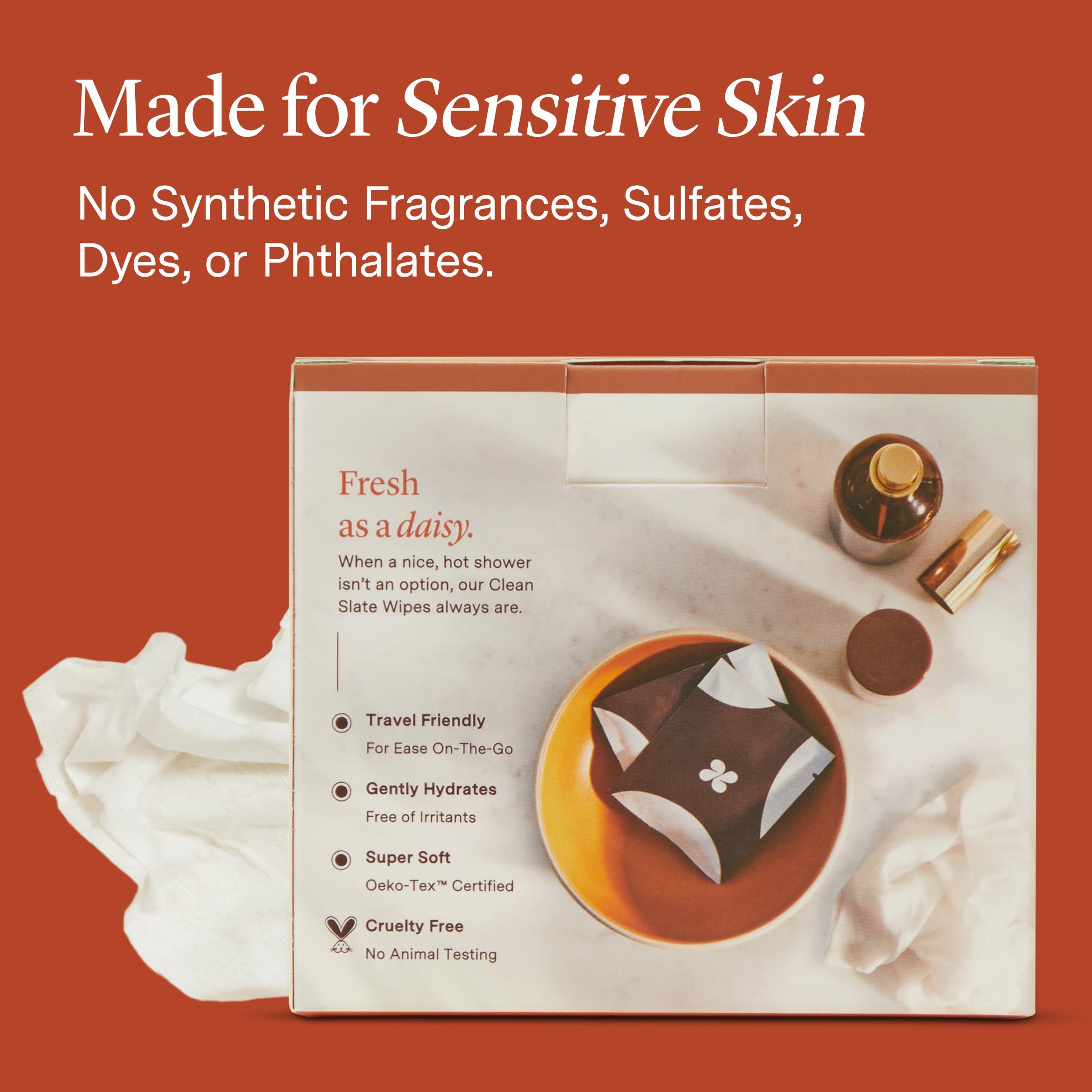 Hazel Clean Slate sensitive-skin safe wipes for daily use.