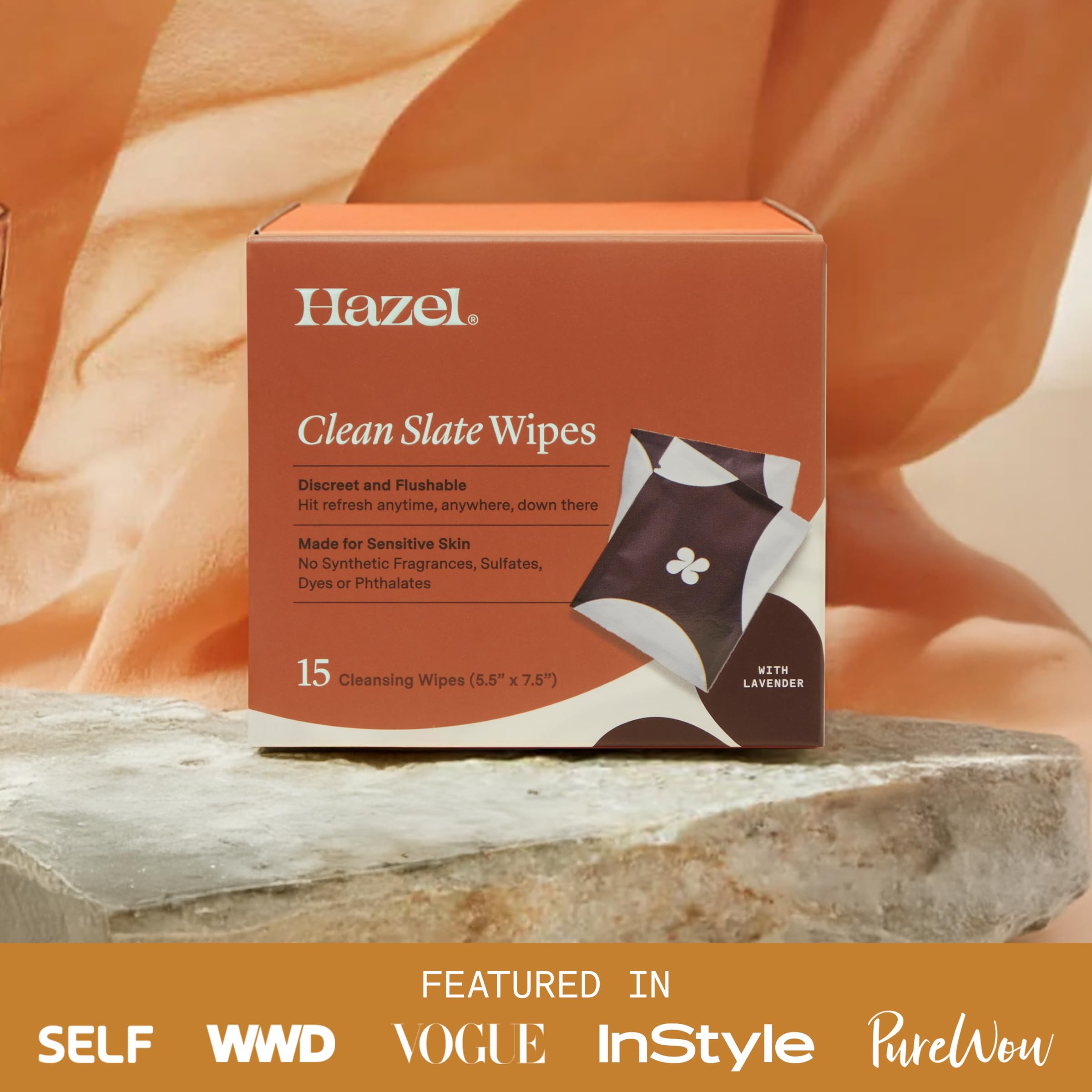 Hazel Clean Slate vegan and cruelty-free wipes in a box.