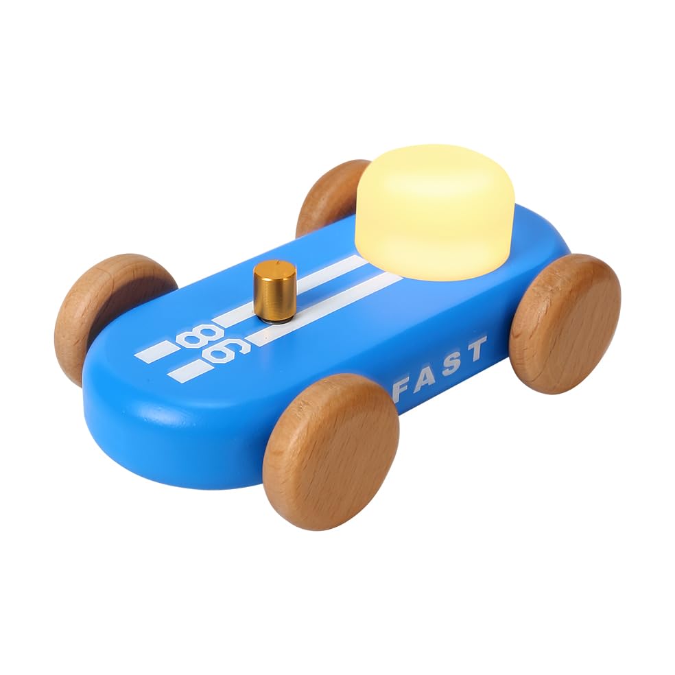 HBCIDC go-kart night light blue front view with warm ambient glow for kids