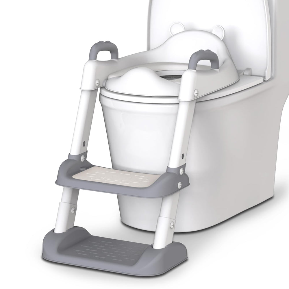 HBTower potty seat assembled in grey offers a stable, space-saving setup for toddlers.