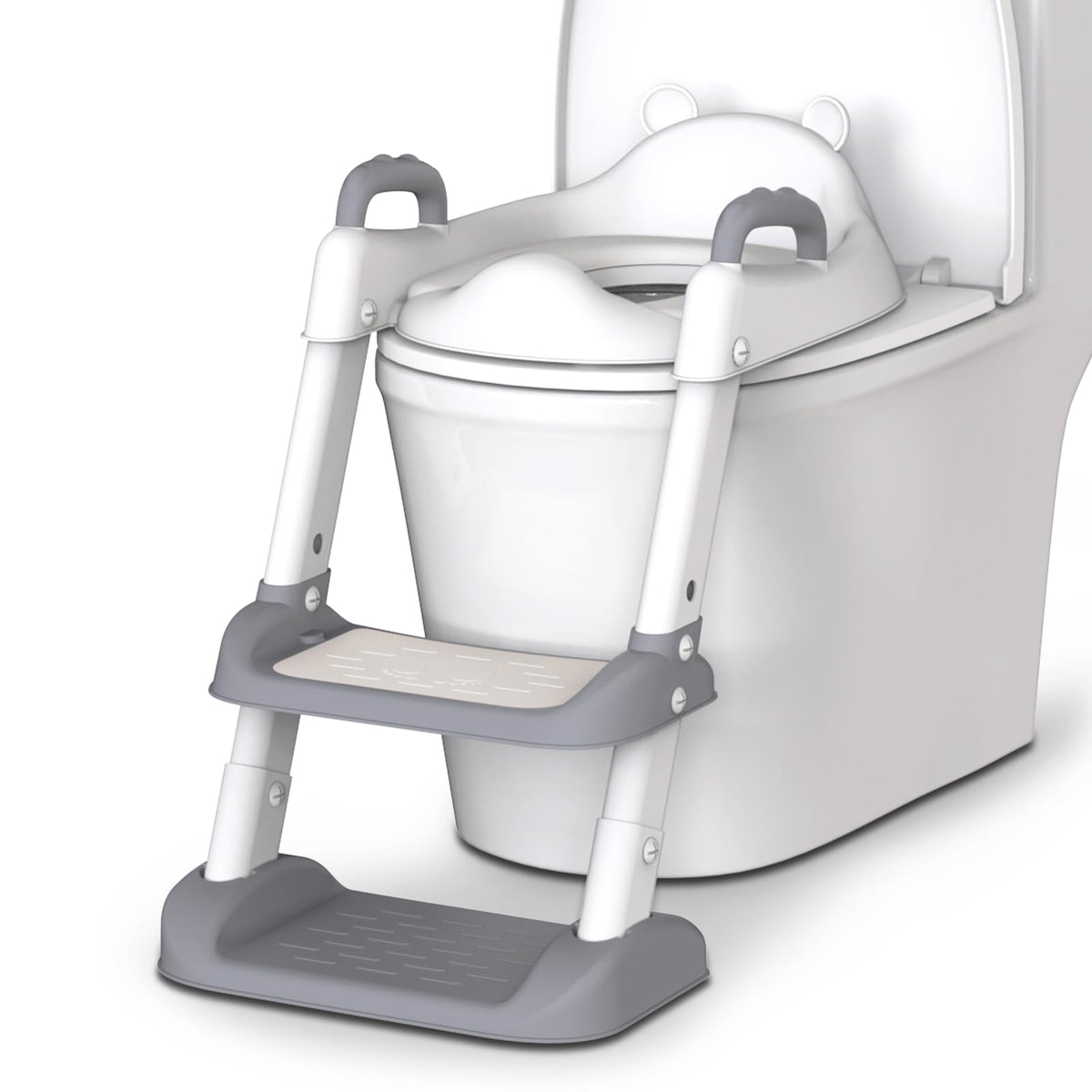 HBTower potty seat assembled in grey offers a stable, space-saving setup for toddlers.