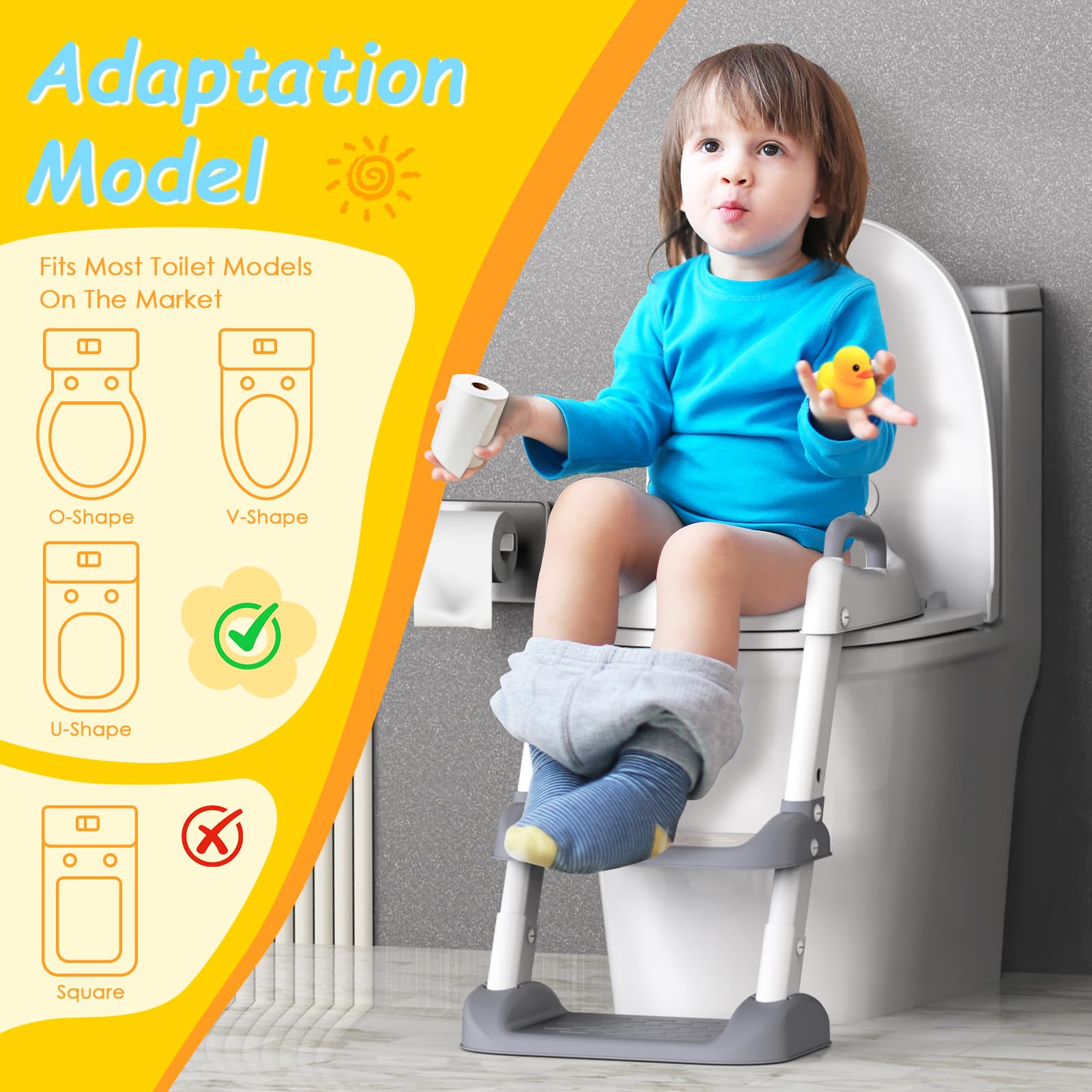 HBTower universal toilet fit works with most standard and elongated toilets.