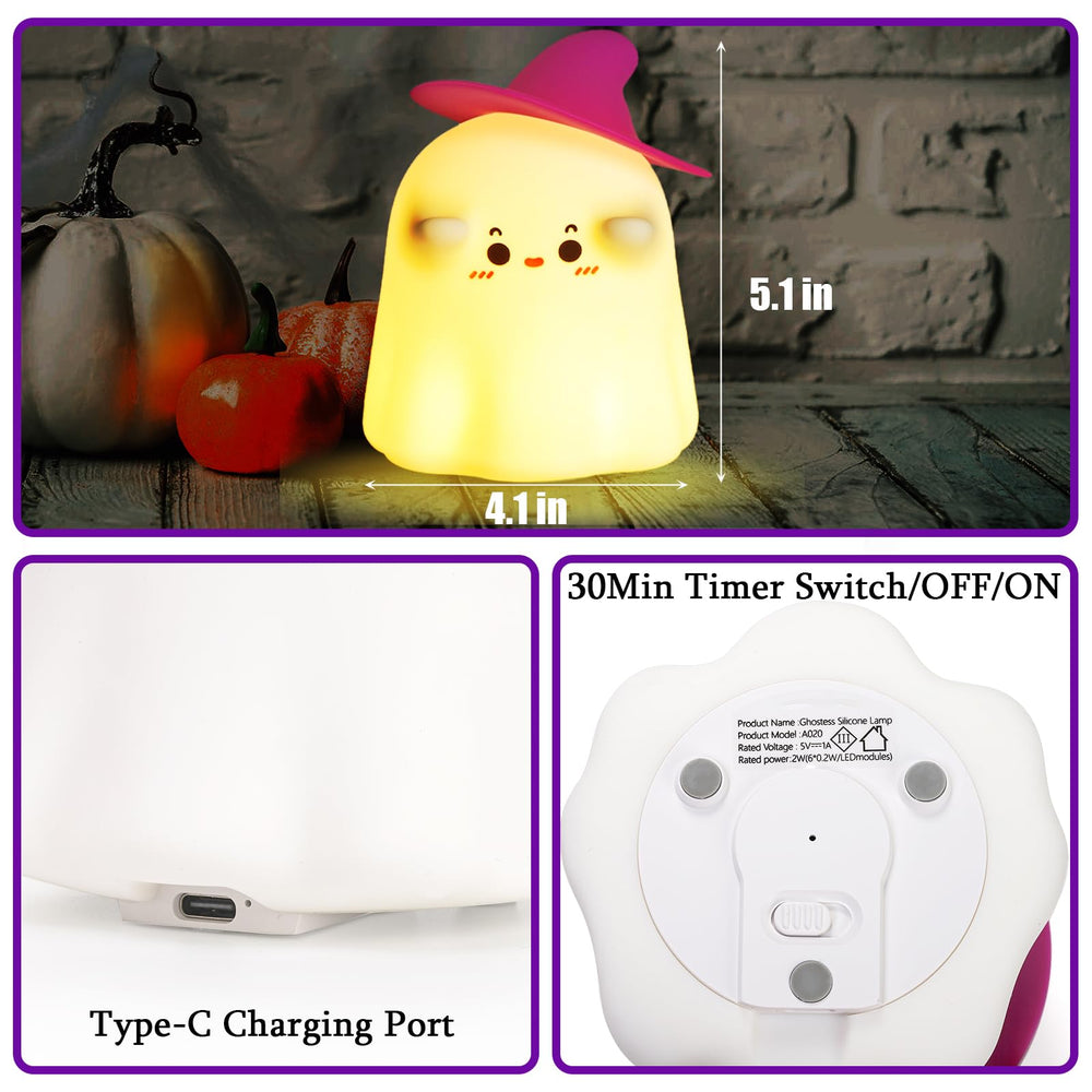 Hbaushun Ghost Night Light casts a warm glow in a nursery for a cozy ambiance.