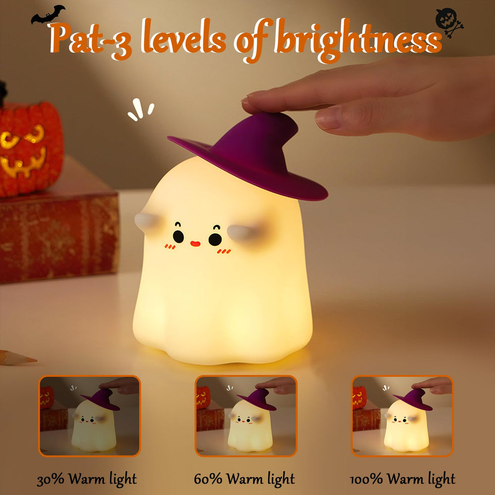 Hbaushun Ghost Night Light silicone close-up shows kneadable, safe, kid-friendly material.
