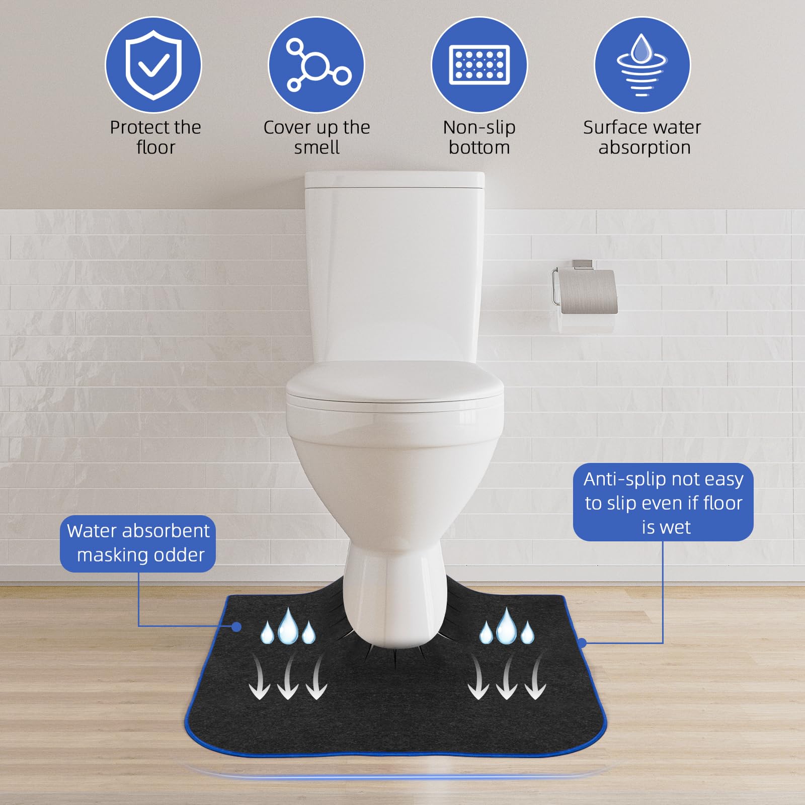 HBGOTL washable rug helps make bathroom cleanup quick and easy.