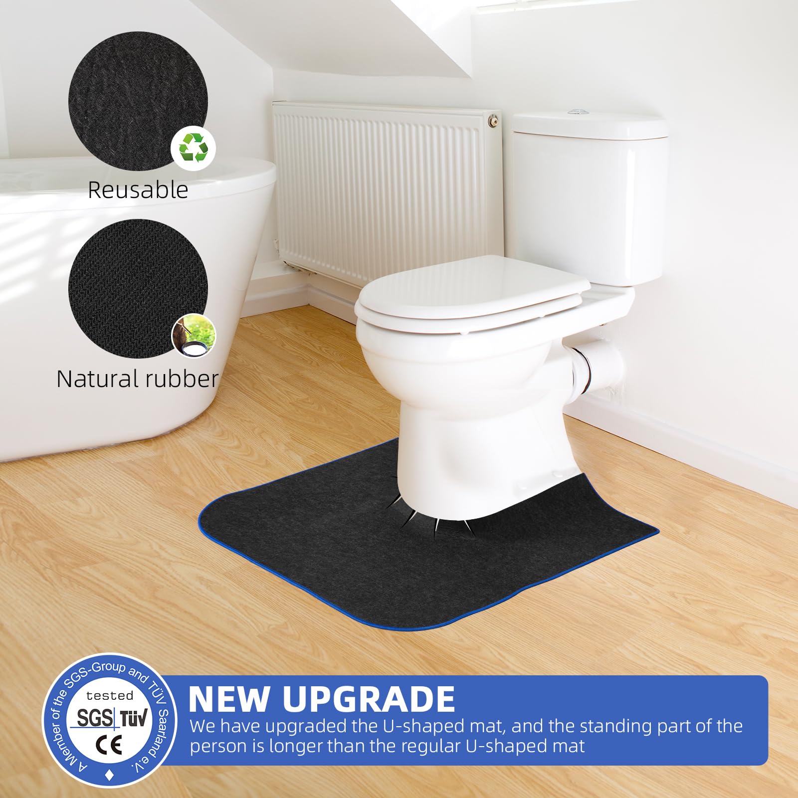 HBGOTL potty mat features lengthened section for standing users.
