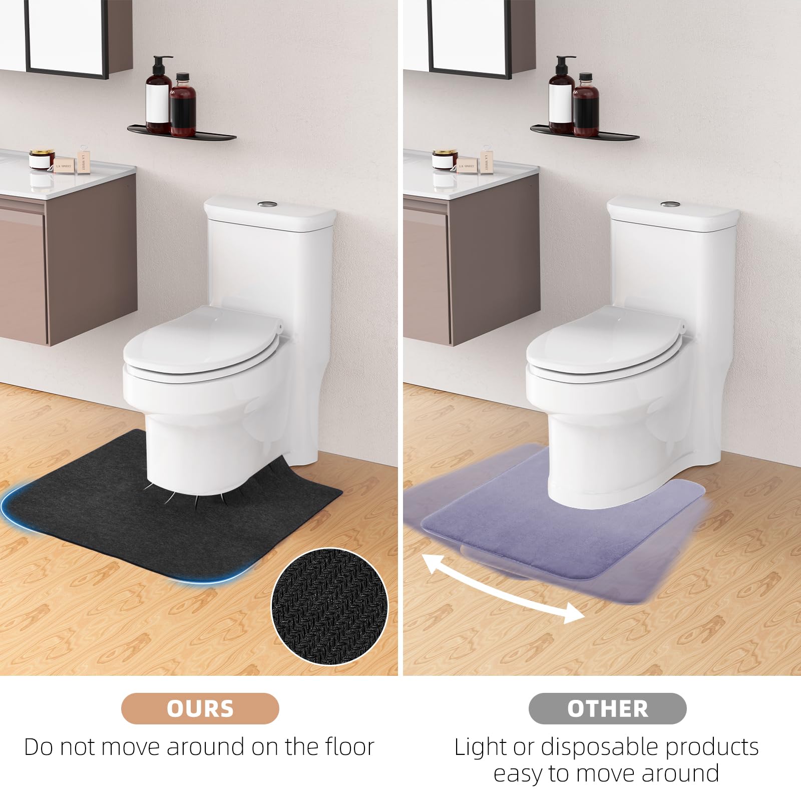 HBGOTL potty training mat soft bottom ensures non-slip grip on wet floors.