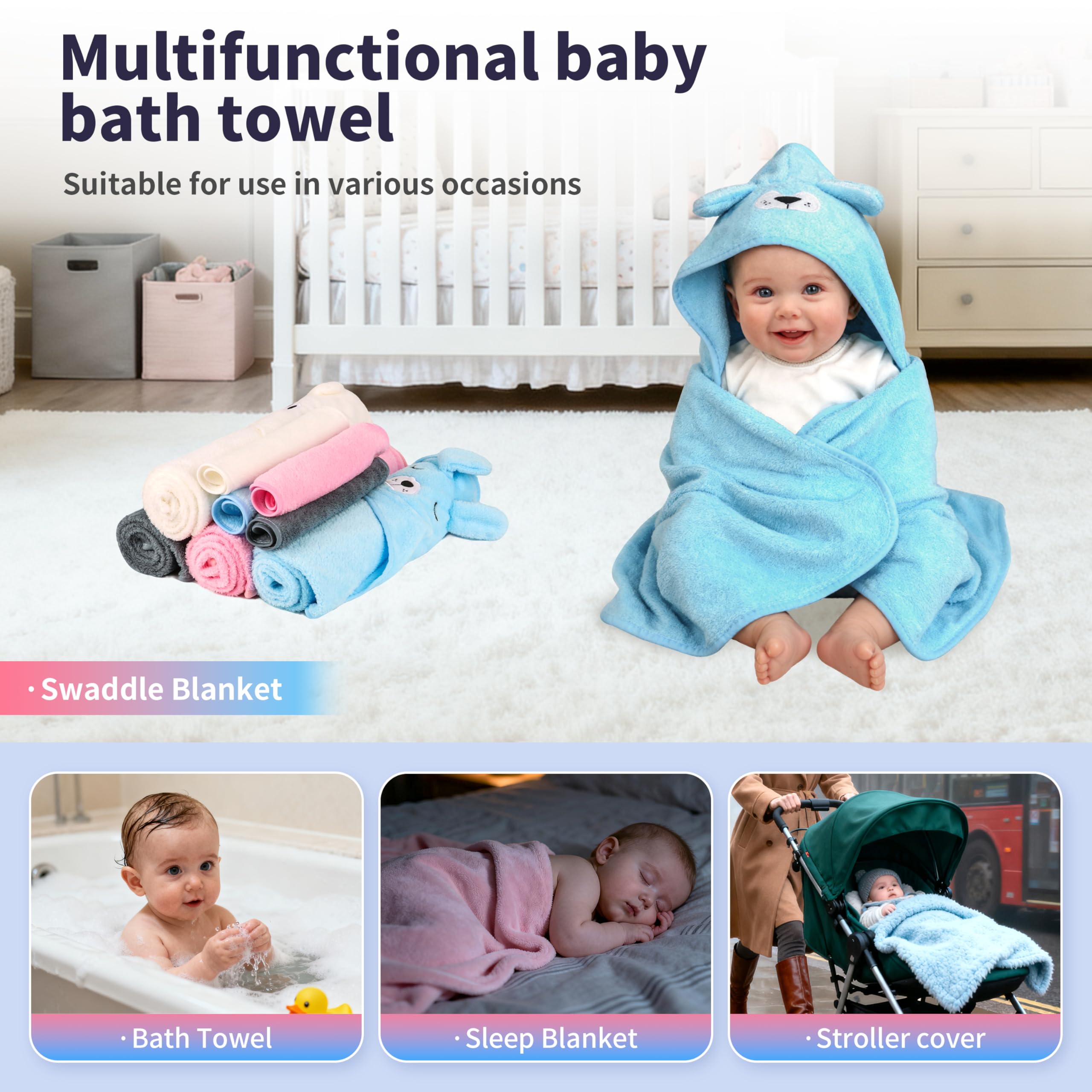 HBHLFZ 4-pack baby towels ideal for gifting new parents