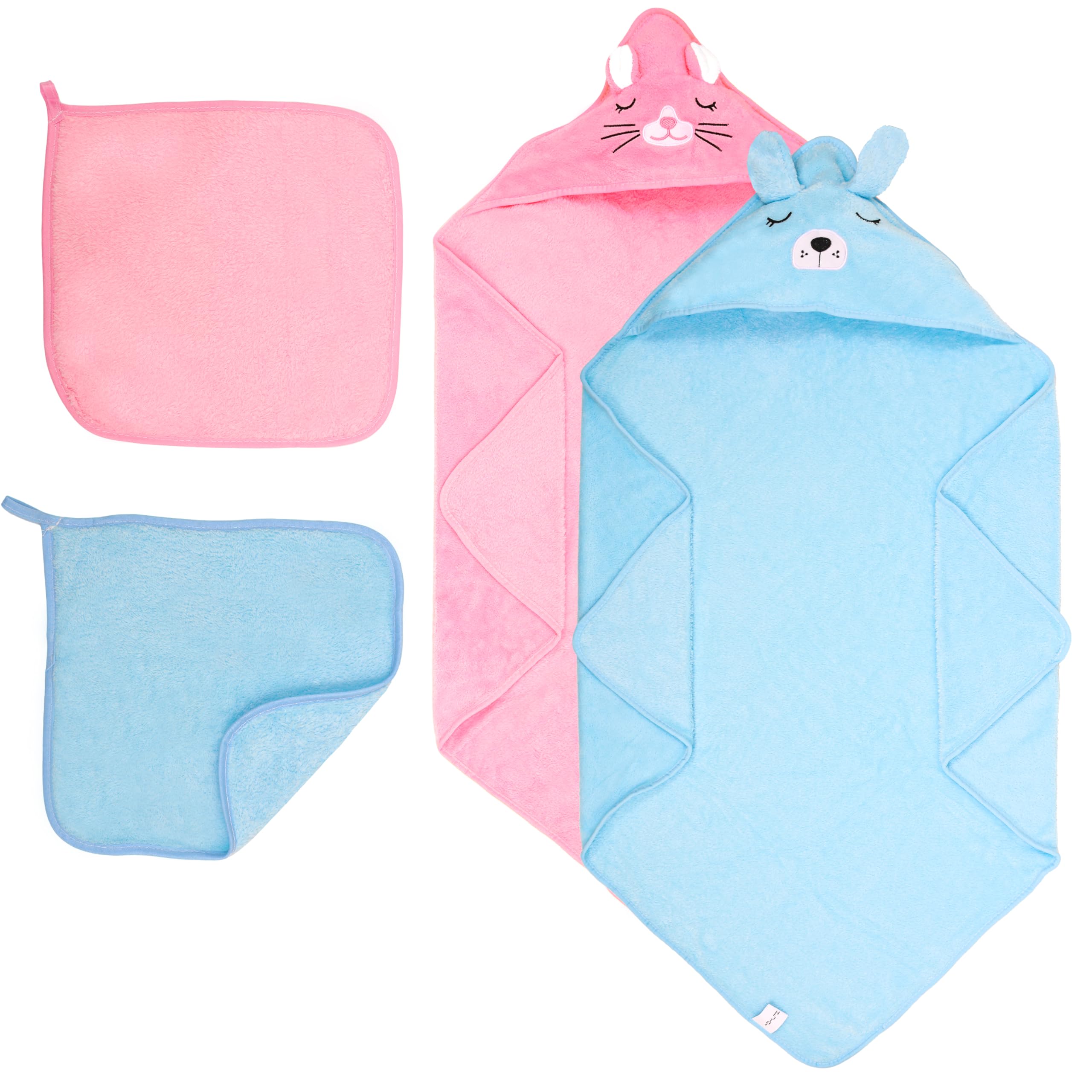 HBHLFZ hooded baby towel in coral fleece for gentle, warm dry after bath