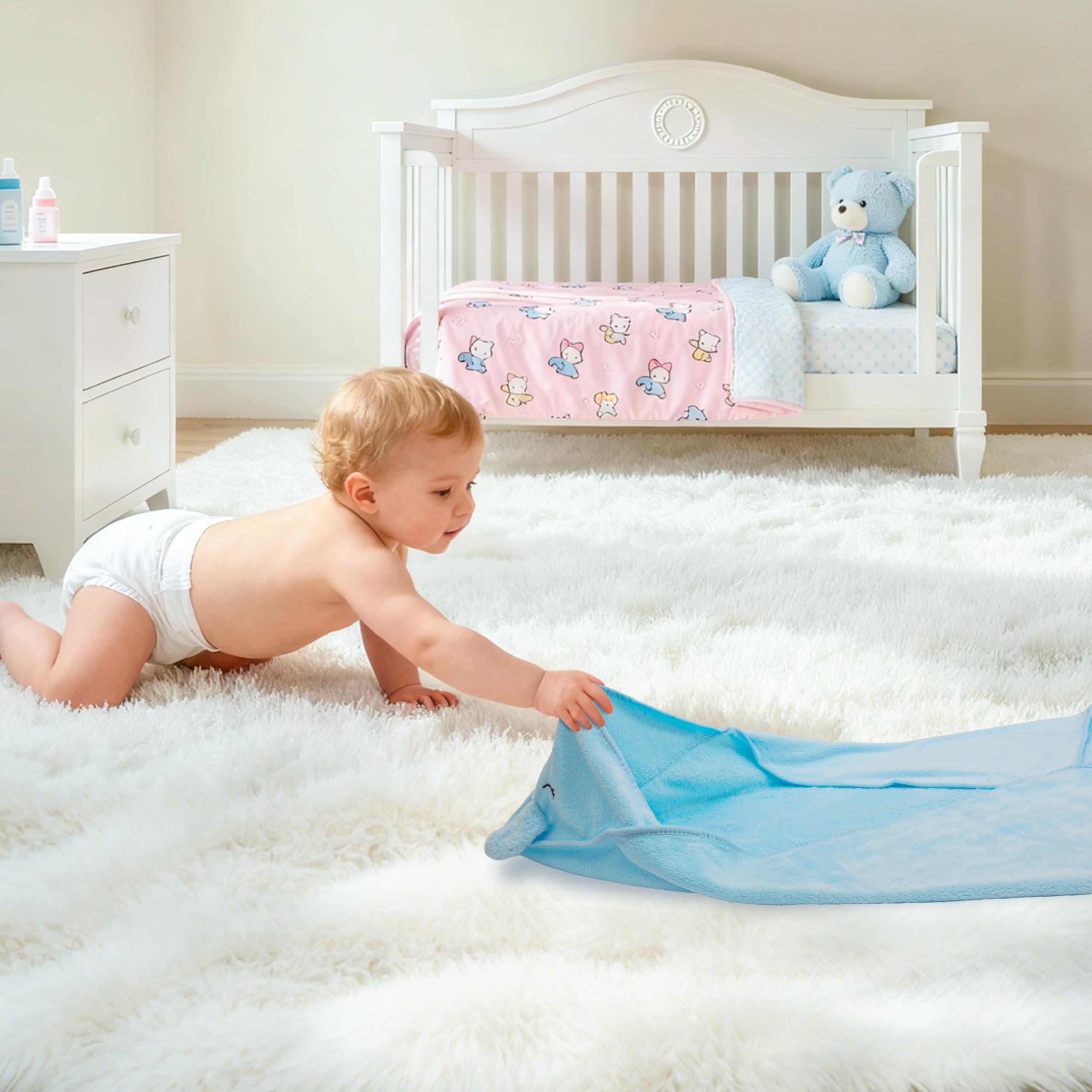 HBHLFZ hooded towel for 0-3 months; warm, cozy post-bath wrap.