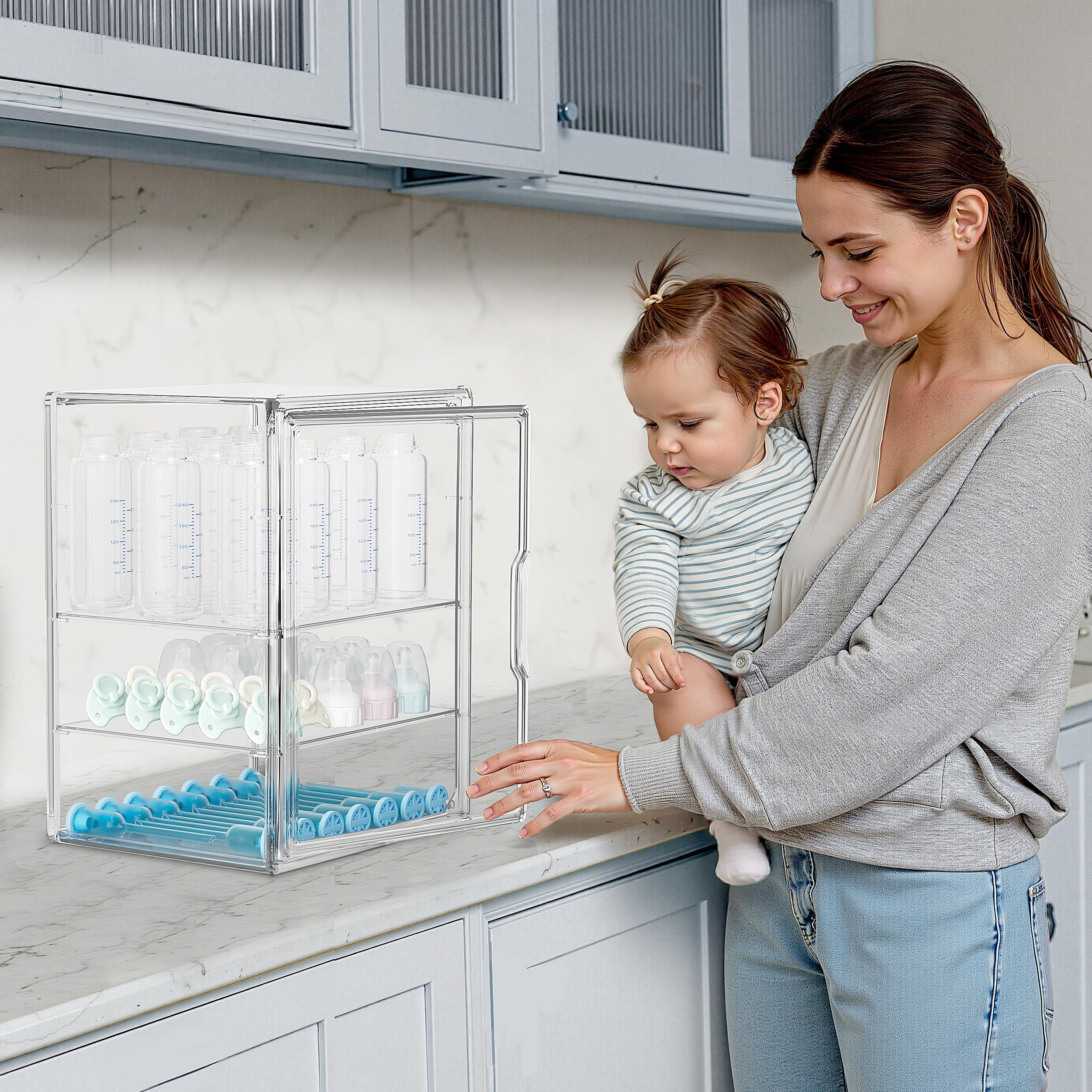 HBlife organizer side view demonstrates slim footprint to save counter space