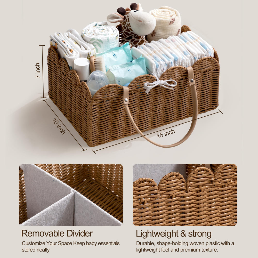 HBlife large capacity caddy fits diapers, wipes, clothes, toys and changing pads.