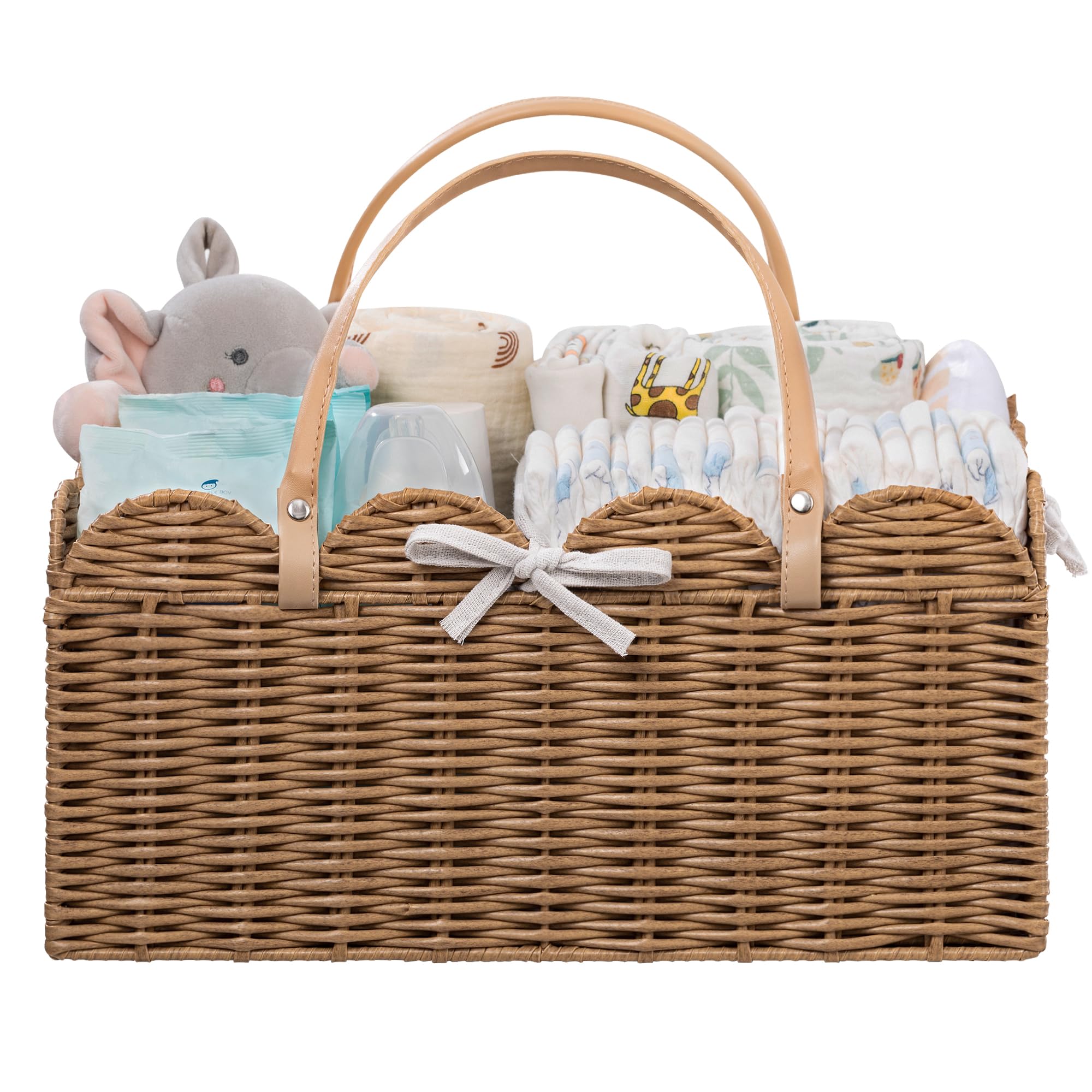 HBlife baby diaper caddy with large scalloped basket for organized nursery storage.
