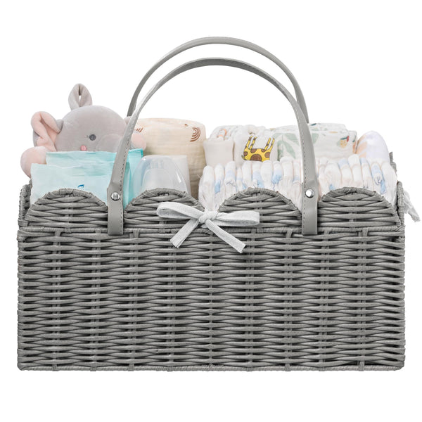 HBlife diaper caddy with large scalloped basket for organized nursery storage