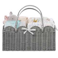 HBlife diaper caddy with large scalloped basket for organized nursery storage