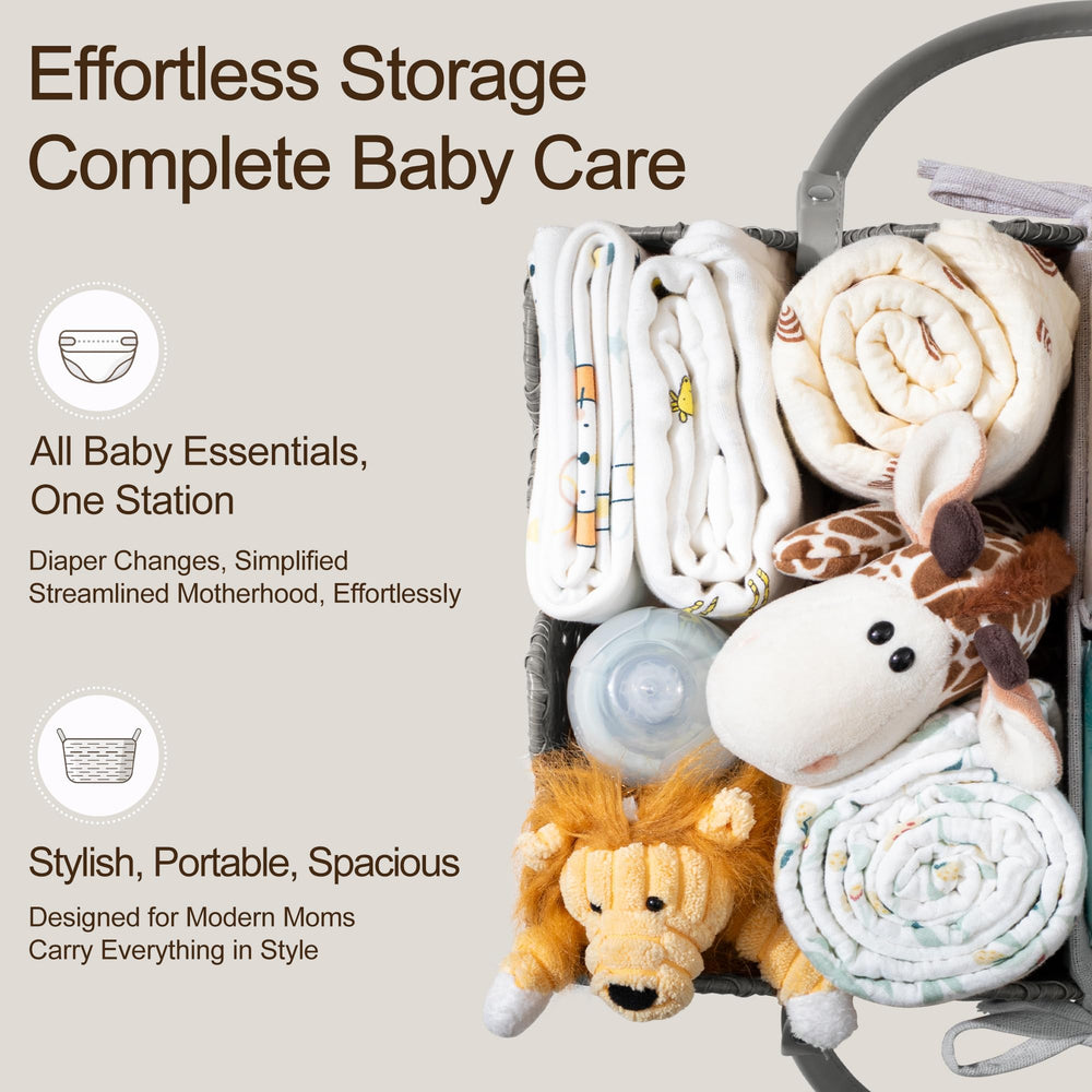 HBlife basket in nursery shows convenient organization during daily changes