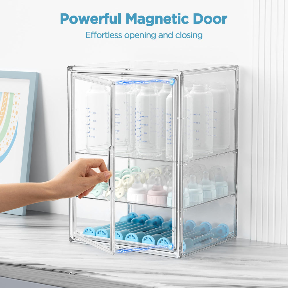 HBlife removable dividers illustrate flexible spacing for bottles and accessories