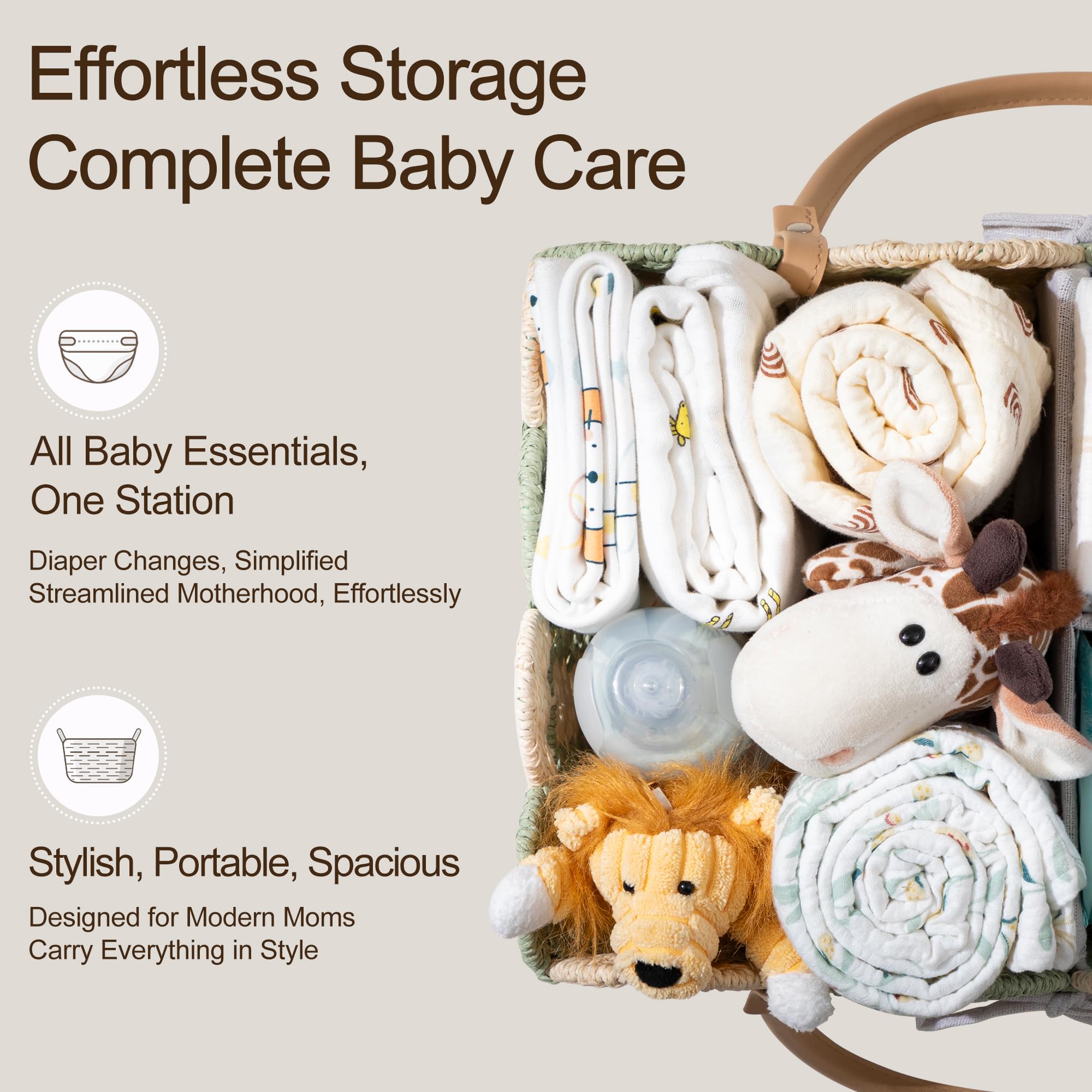 HBlife detachable scalloped baby basket for compact storage and versatile use.