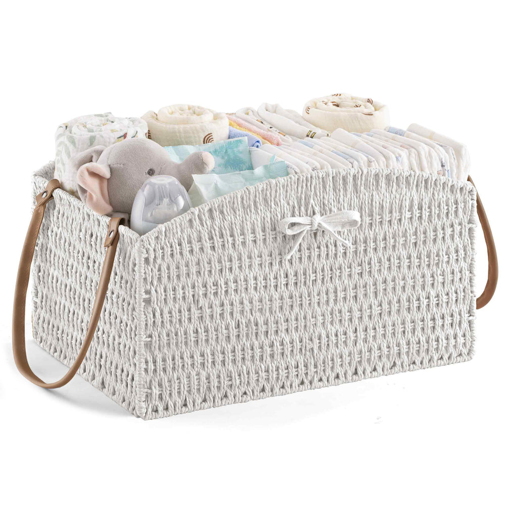 HBlife diaper caddy with curved design for organized baby essentials at home.