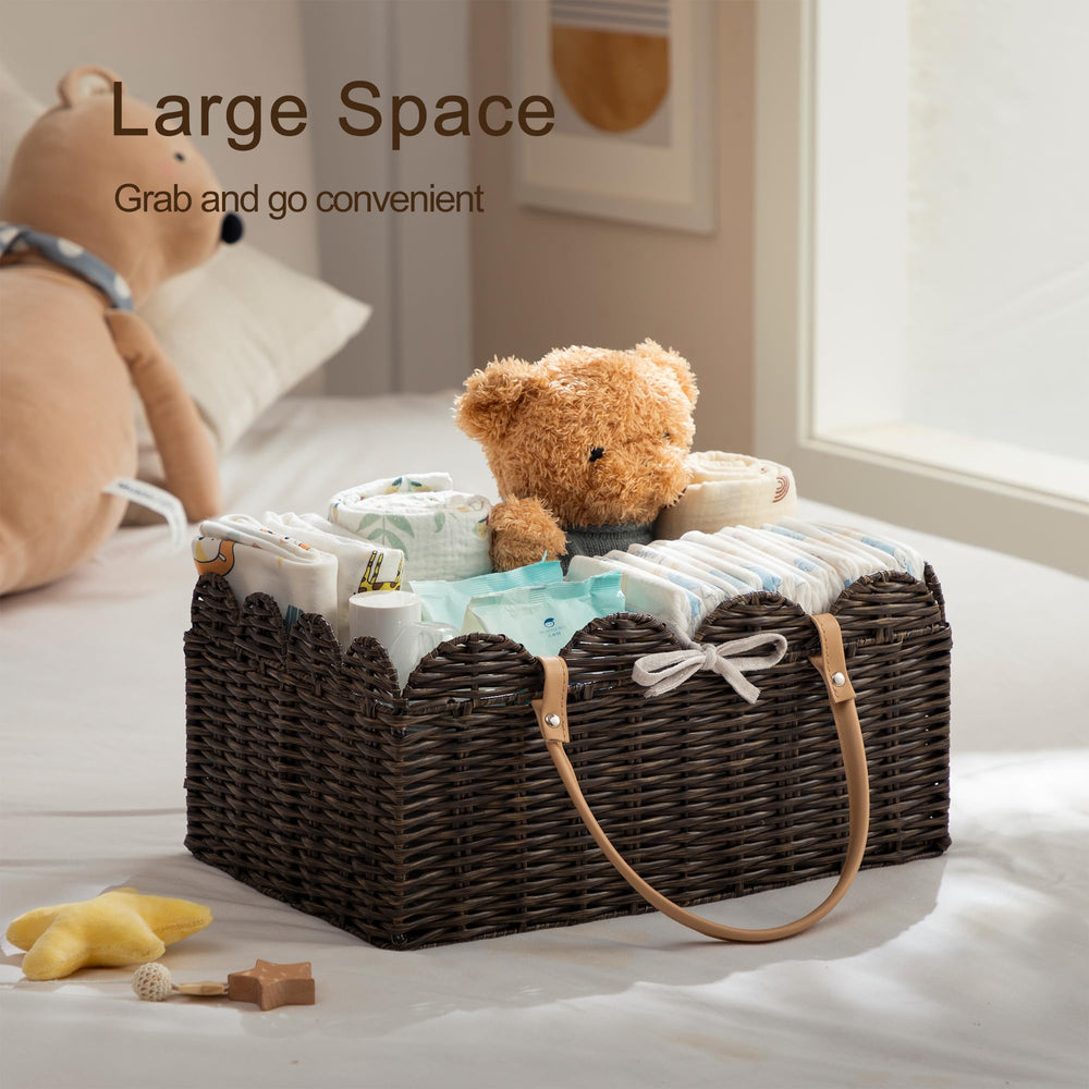 HBlife diaper caddy with removable divider for easy organization of wipes and clothes.