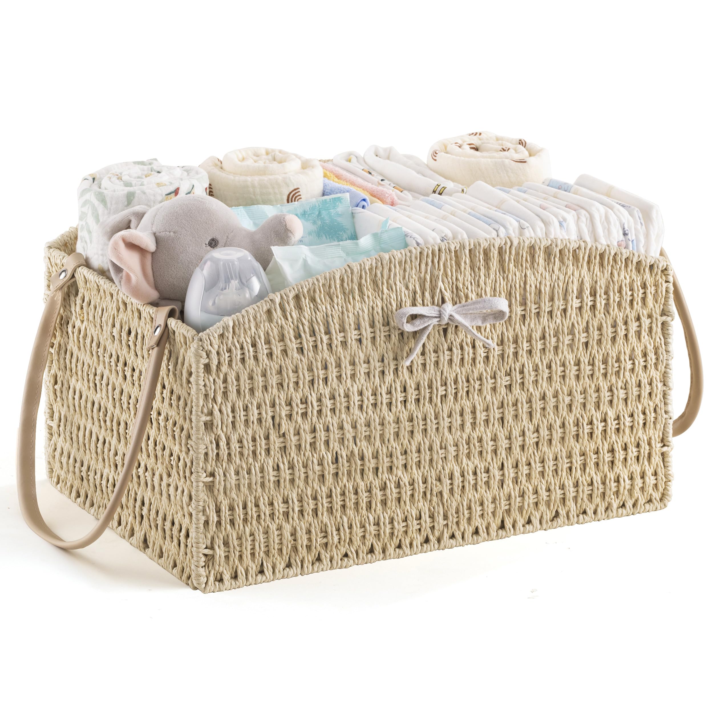 HBlife diaper caddy front view showing curved edges for easy access