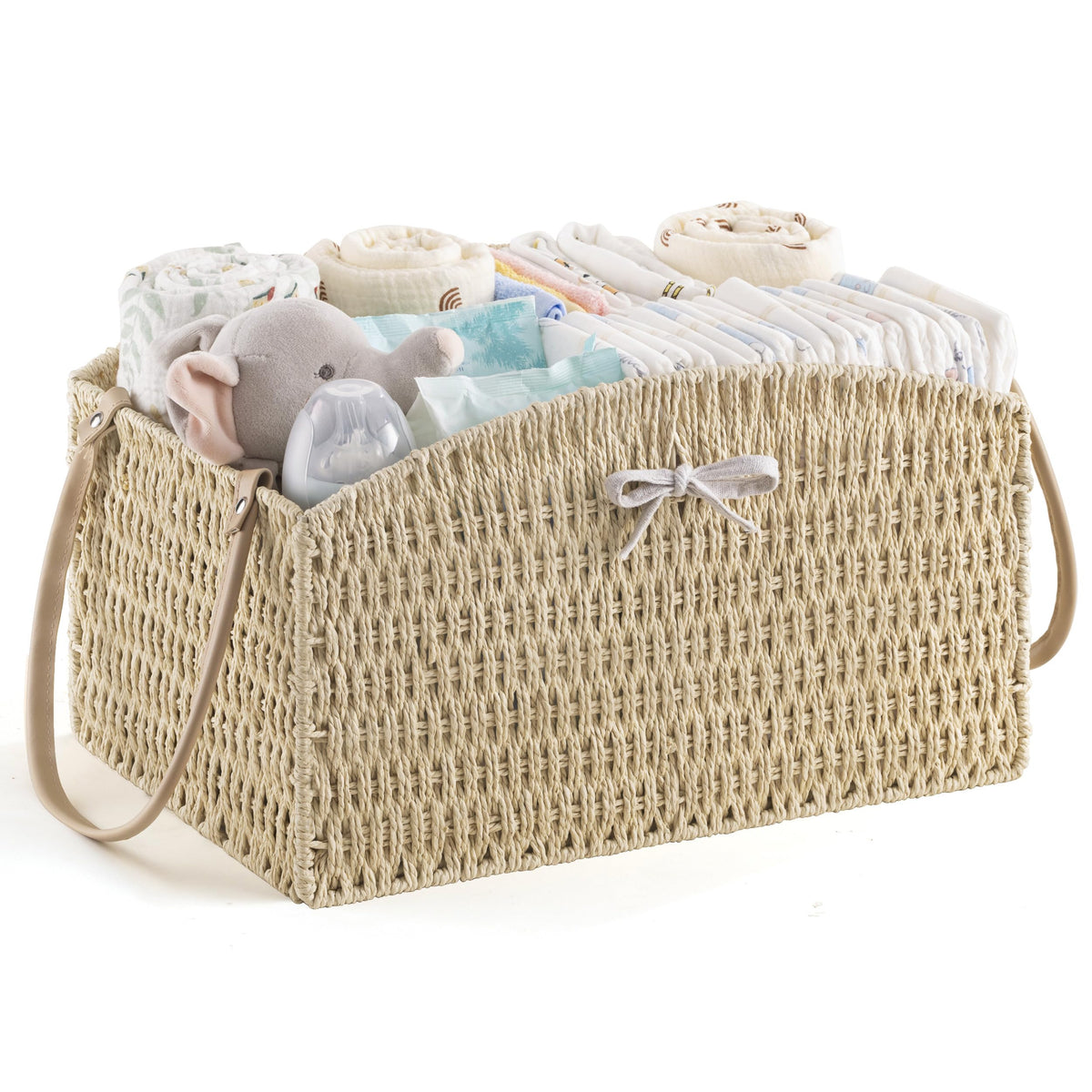 HBlife diaper caddy front view showing curved edges for easy access