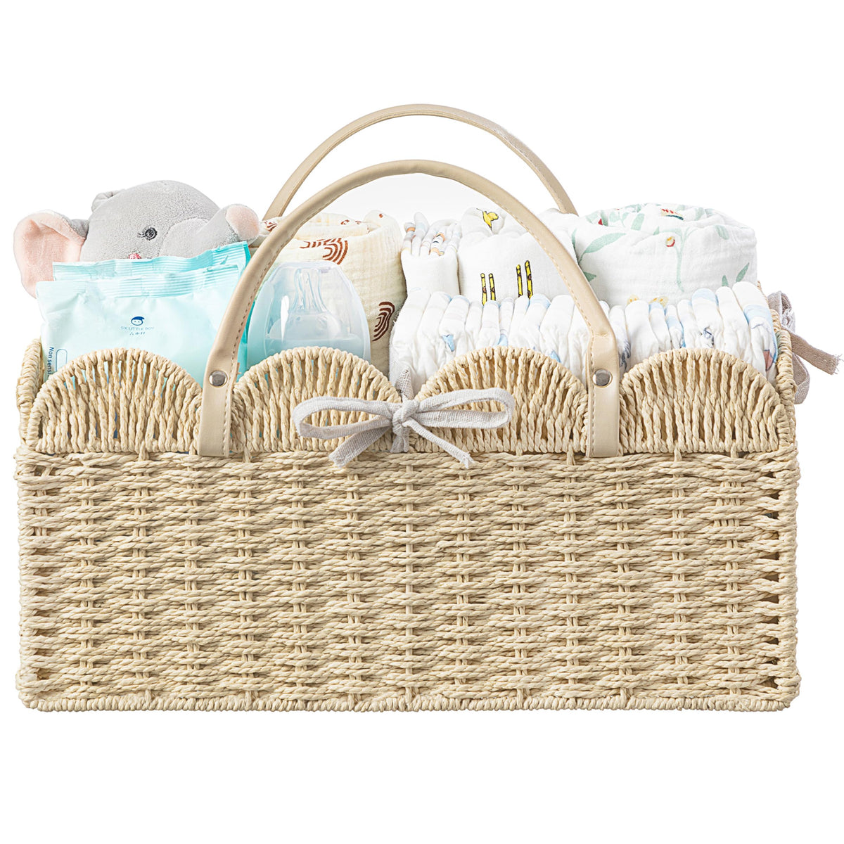 HBlife diaper caddy large with space for diapers and wipes.